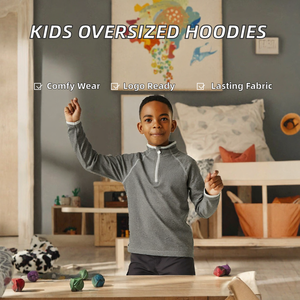 Sweat-shirts à capuche mi-zippés pour garçons avec logo personnalisé, légers et décontractés pour l'hiver - Product Image 2