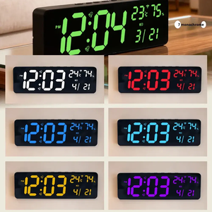 Reloj de Pared LED Digital de 14 Pulgadas con Control Remoto, Fabricante de Relojes de Pared LED RGB con Cambio de Color, Alarma, Calendario, Hora Automática, Temperatura y Humedad - Product Image 6