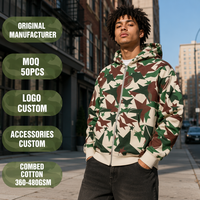 Sweat à capuche personnalisé en molleton de coton camouflage 460 GSM avec motif étoile imprimé, style vintage, streetwear urbain décontracté pour homme, automne, coupe oversize