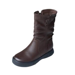 Bottines en cuir véritable faites à la main de style britannique, doublées de fourrure chaude, semelle souple, à lacets, pour toutes les saisons - Product Image 5