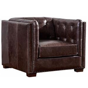 Sillón de Madera Resistente con Tapicería de Cuero, Acolchado Suave y Cómodo, Silla Clásica Elegante para Sala de Estar - Product Image 2