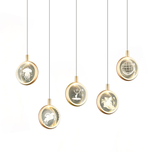 Offre Spéciale luxe créatif Simple cristal <span class=keywords><strong>petit</strong></span> rond acrylique Led suspendu éclairage cercle lustres lampes suspendues lampes modernes - Product Image 1