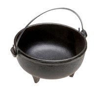 Cauldron circulaire en fonte durable avec poignée, diamètre 4 pouces, couleur noire, pour rituel d'encens orthodoxe et prière (Pooja)