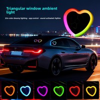 Lumière triangulaire en forme de cœur pour fenêtre de voiture, application à changement de couleur avec port USB 5V 2W
