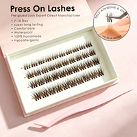 Cils en grappe sans colle, cils courbés sans colle, faux cils 100% faits à la main, boîte en carton CE ISO, vente en gros au Royaume-Uni, en France, en Italie