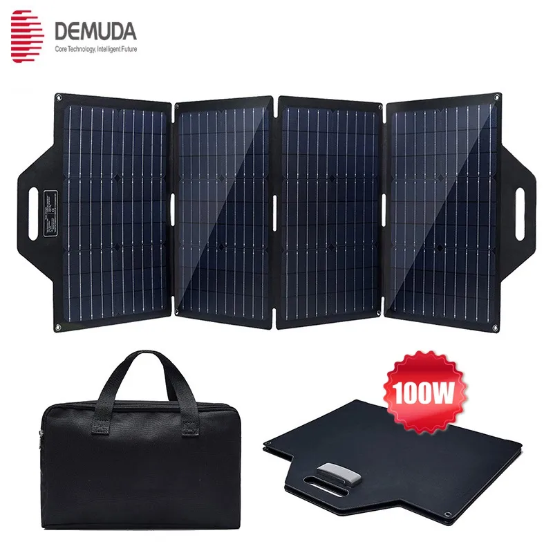 Nhà Máy Giá 100 Wát Waterproof Folding Solar Panel Xách Tay Charger Kit Với USB 4 Có Thể Gập Lại Tấm Pin Mặt Trời