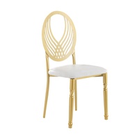 Chaise de salle à manger Luoweisen de luxe en métal doré, dossier ovale ajouré, pour mariages, banquets et événements, idéale pour hôtels et restaurants, mobilier moderne