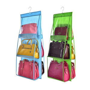 Hanging Handbag Organizer in 6-Pocket for Wardrobe Closet Transparent Storage Bag Handbag storage organizer