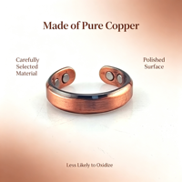 Bague ouverte en cuivre pour thérapie magnétique avec placage en cuivre antique pour unisexe