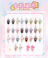 Popmatr bébé trois Super Mini petit lapin vinyle et peluche porte-clés boîte aveugle en peluche boîte aveugle Kawaii bureau ornement Labbuu