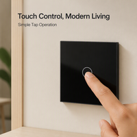 Interrupteur mural tactile intelligent WiFi simple norme UE 10A 240V compatible avec l'application Tuya Smart Life, contrôle à distance et vocal