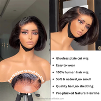 Pixie Cut Lace Front Perruques Cheveux Humains 13x4 Lace Front Perruques Cheveux Humains Court Bob Perruque Highlight Couleur Droite Lace Front pour les Femmes