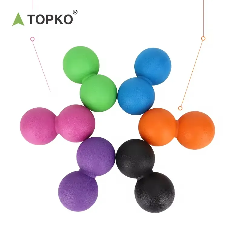 Topko estoque de superfície lisa para braços, cintura e pés, bola de massagem para exercícios, massagem relaxante, bola dupla de massagem de amendoim