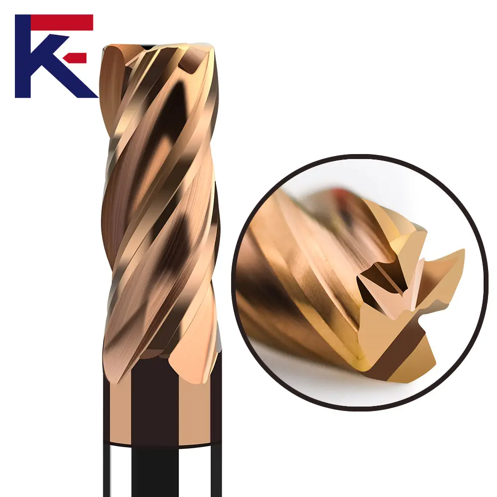 KF HRC 60 초경 라운드 노즈 엔드 밀 강철 4 피리 밀링 커터 코팅 Cnc 기계 텅스텐 스틸 도구