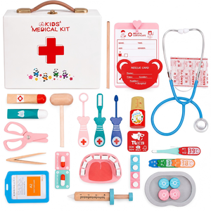 Trousse de <span class=keywords><strong>Docteur</strong></span> <span class=keywords><strong>en</strong></span> <span class=keywords><strong>Bois</strong></span> Écologique Personnalisable avec Logo pour Enfants, Kit de Jeu d'Imitation Dentiste avec Mallette Portable <span class=keywords><strong>en</strong></span> <span class=keywords><strong>Bois</strong></span> - Product Image 1