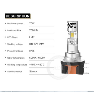 Kit de conversion ADT 70W 7600LM super lumineux 6000K avec ventilateur de refroidissement Canbus H11B Phare LED 1:1 Phare d'origine - Product Image 6