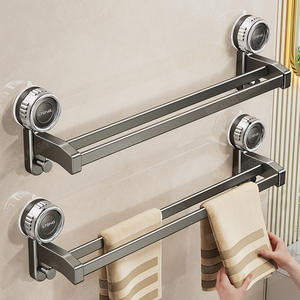 Toallero Doble Ltens de 60 cm, Montado en Pared con Ventosas, Estante de Almacenamiento para Baño, Instalación sin Taladro - Product Image 4