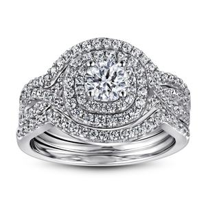 Bague de fiançailles et d'anniversaire classique en argent sterling 925 plaqué rhodium luxueux pour femmes, certifiée CMA - Product Image 1