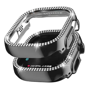 Kristal Diamant Bling Beschermhoes Met Gehard Glas Beschermer Voor Apple Watch Serie 8 9 Ultra 2 49Mm