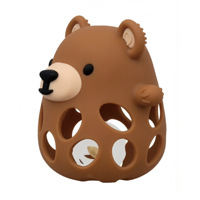 Jouet de dentition pour bébé en silicone de qualité alimentaire en forme d'ours - Réutilisable, durable, facile à saisir pour soulager les poussées dentaires des nourrissons - Cadeau de Noël et de Pâques