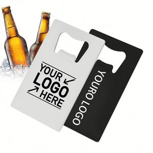 Décapsuleur promotionnel en acier inoxydable personnalisé avec logo et couleur, impression sérigraphique, format carte de crédit, vente en gros - Product Image 1