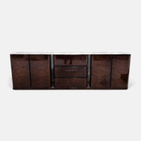 Meubles de salon de restaurant haut de gamme sur mesure, élégants et modernes, armoire de rangement, buffet, dessus en marbre, placage en noyer