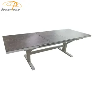 拡張可能なガーデンエクステンションガラステーブルアルミニウム拡張屋外ダイニングテーブル