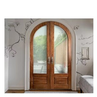 Porte d'entrée LongTai, porte intelligente en bois massif, double cadre sans cadre, verre simple, demi-ronde, en bois pour maison, porte d'entrée moderne