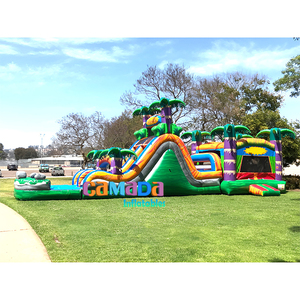 Nhiệt đới Inflatable thương mại Nhà bị trả lại trượt Combo Rừng Nhiệt Đới chướng ngại vật Bouncer và trượt Combo - Product Image 6