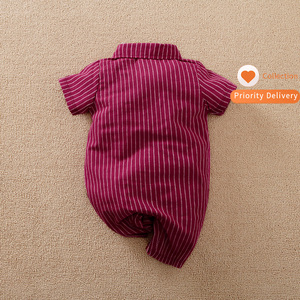 Combinaison d'été à manches courtes rayée pour bébé garçon nouveau-né, vente en gros - Product Image 2