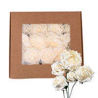 Grande rose artificielle blanche résistante aux UV, romantique, pour mariage, Saint-Valentin, intérieur/extérieur, fleur en PE au toucher réel, décoration complète
