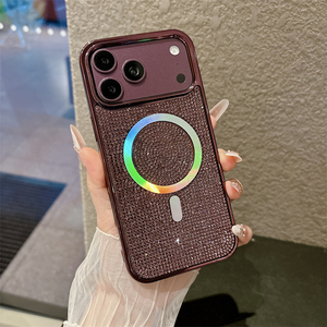 Coque de luxe pour iPhone 18 Pro Max, avec paillettes et diamants, charge magnétique sans fil rapide, pour femmes. - Product Image 1