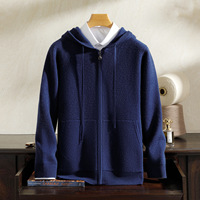 Cardigan zippé haut de gamme TAIYI 100 % cachemire pur pour homme, ensemble pull tricoté épais à couche d'air pour l'hiver, couleur unie, tendance
