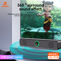 Speaker Soundbar JS-710 RGB Berkabel, Daya USB, Stereo 4D untuk Komputer Desktop, Gaming & Kantor