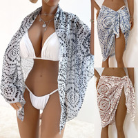 Factory Plus Size Mesh Printed Beach Pareo Sarong Falda Traje de baño Cubrir