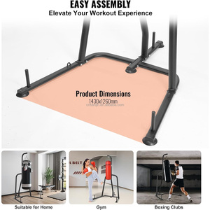 Support de sac de frappe lourd et de sac de vitesse en acier avec 3 piquets pour l'entraînement au kickboxing et aux arts martiaux mixtes, noir - Product Image 6