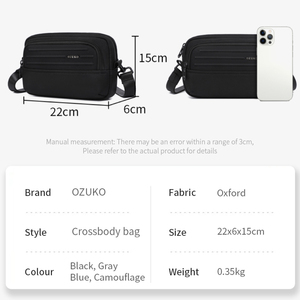 <span class=keywords><strong>Ozuko</strong></span> กระเป๋าถือสำหรับผู้ชาย, กระเป๋าคาดลำตัวแฟชั่นน้ำหนักเบาลำลองสำหรับกลางวันแบบอเนกประสงค์ - Product Image 6