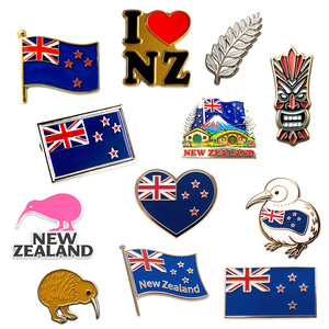 Épingles <span class=keywords><strong>de</strong></span> la Nouvelle-Zélande en gros, badges en émail personnalisés avec des oiseaux kiwis et des fougères argentées, échange culturel, distribution d'événements, cadeau touristique <span class=keywords><strong>de</strong></span> la Nouvelle-Zélande - Product Image 1
