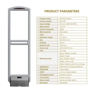 Factory directly supply 3.6M maximum sensing range Grey ABS material 58KHz EAS AM detection system for various retail anti-theft