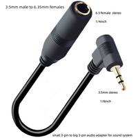 Câble adaptateur audio TRS 3,5 mm mâle vers 6,35 mm femelle à angle droit, convertisseur de prise petite vers grande pour écouteurs, haut-parleurs, amplificateurs