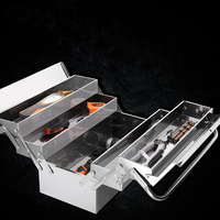 Boîte à outils professionnelle polyvalente en acier inoxydable avec poignées de transport portables