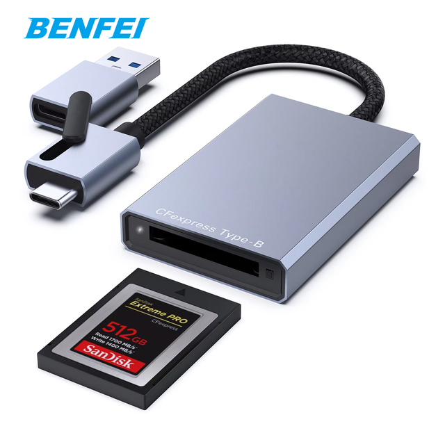 Customize External CFexpress Card Reader 10Gbps USB-C/USB-A 2-in-1 Aluminum Housing Adapter Compatible Windows/Mac/Linux/Android