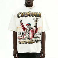 T-shirt personnalisé sur mesure, style bootleg rap, motif crâne vintage, course automobile, coupe oversize, en coton épais, streetwear