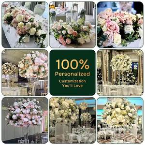 Bola de flores de seda blanca y verde de verano de lujo personalizada GNW para decoración de centros de mesa de boda - Product Image 2