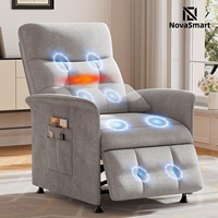 Fauteuil inclinable électrique avec chaleur et massage, un seul siège, pour personnes âgées |   Canapé inclinable avec télécommande, 3 poches latérales, montage facile, confortable