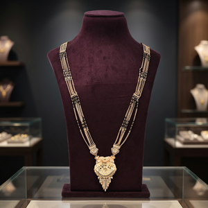 Gold Plated Pendant Mangalsutra, Indian <b>Wedding</b> Mangalsutra, Traditional Mangalsutra Latest Design, Black Beads For Mangalsutra. - Product Image 1
