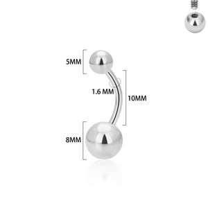 Anneau de <span class=keywords><strong>nombril</strong></span> chirurgical en acier inoxydable 316L 14G barre de 10mm conception simple haltère incurvé <span class=keywords><strong>nombril</strong></span> <span class=keywords><strong>Piercing</strong></span> femmes bijoux de corps - Product Image 3