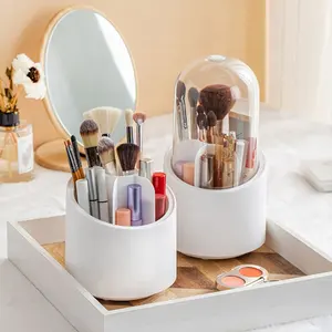 Hete Verkoop 360 Graden Roterende Make-Up Organizer Stofdichte Cosmetische Opbergdoos Make-Up Borstel Organizer Met Deksel