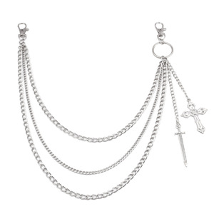 Geometric Multi Layered <b>Chain</b> Hollow Cross Pants <b>Chain</b> Zinc Alloy Punk Waist Decor Casual Wear - Product Image 5