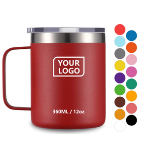 Gobelet thermique avec logo personnalisé, écologique, 12 oz, 14 oz, 16 oz, gobelets à double paroi isolés sous vide, tasses à café de voyage avec poignée - Product Image 1